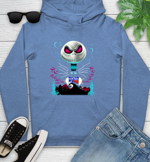 NHL New York Rangers Jack Skellington Sally The Nightmare Before Christmas Hockey Youth Hoodie 13