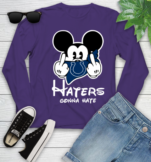 NFL Indianapolis Colts Haters Gonna Hate Mickey Mouse Disney Football T Shirt Youth Long Sleeve 4