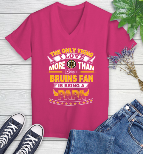 NHL The Only Thing I Love More Than Being A Boston Bruins Fan Is Being A Papa Hockey Women's V-Neck T-Shirt 9