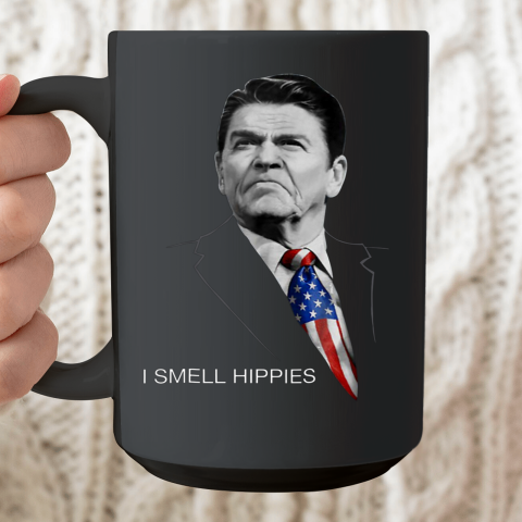 I Smell Hippies Ronald Reagan Conservative Ceramic Mug 15oz
