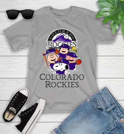 MLB Colorado Rockies Snoopy Charlie Brown Woodstock The Peanuts Movie Baseball T Shirt_000 Youth T-Shirt 4