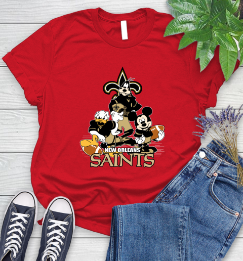 NFL New Orleans Saints Mickey Mouse Donald Duck Goofy Football Shirt Women's T-Shirt 13