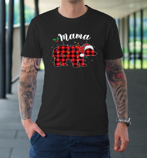 Mama Bear Buffalo Red Plaid Matching Family Christmas Pajama T-Shirt