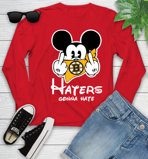 NHL Boston Bruins Haters Gonna Hate Mickey Mouse Disney Hockey T Shirt Youth Long Sleeve 11