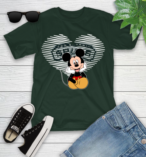 NBA San Antonio Spurs The Heart Mickey Mouse Disney Basketball Youth T-Shirt 5