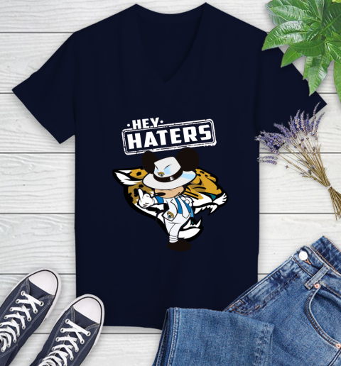 NFL Hey Haters Mickey Football Sports Jacksonville Jaguars Women's V-Neck T-Shirt 2