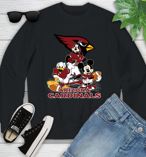 NFL Arizona Cardinals Mickey Mouse Donald Duck Goofy Football Shirt Youth Sweatshirt