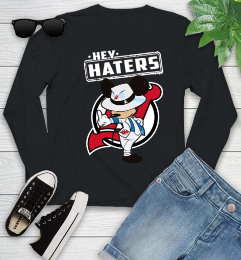 NHL Hey Haters Mickey Hockey Sports New Jersey Devils Youth Long Sleeve