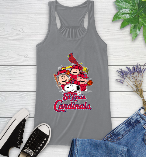 MLB St.Louis Cardinals Snoopy Charlie Brown Woodstock The Peanuts Movie Baseball T Shirt_000 Racerback Tank 4