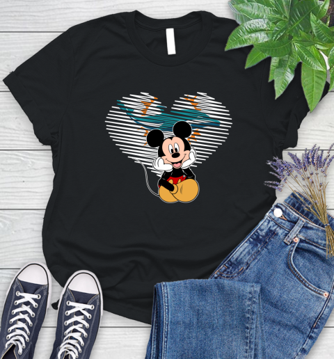NFL Miami Dolphins The Heart Mickey Mouse Disney Football T Shirt_000 Women's T-Shirt