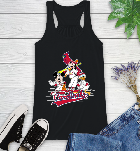 MLB St.Louis Cardinals Mickey Mouse Donald Duck Goofy Baseball T Shirt Racerback Tank