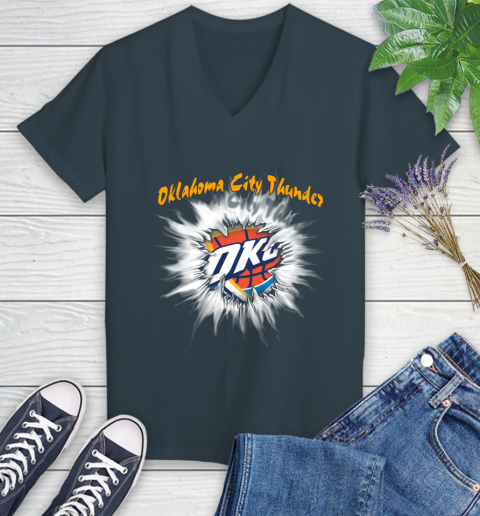 Oklahoma City Thunder NBA Basketball Rip Sports Women's V-Neck T-Shirt 8
