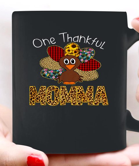 One Thankful Momma Funny Turkey Leopart Thanksgiving Ceramic Mug 11oz