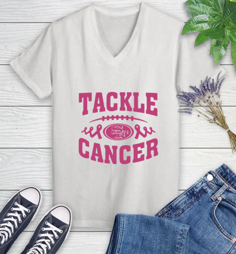 San Francisco 49ers Tackle Breast Cancer Women's V-Neck T-Shirt