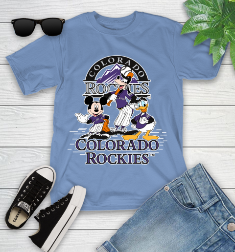 MLB Colorado Rockies Mickey Mouse Donald Duck Goofy Baseball T Shirt Youth T-Shirt 15