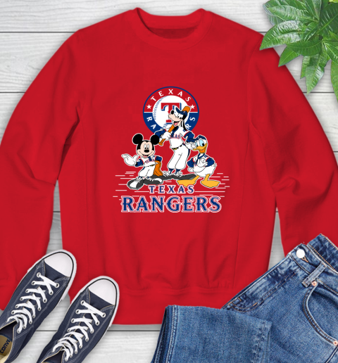 MLB Texas Rangers Mickey Mouse Donald Duck Goofy Baseball T Shirt Sweatshirt 10