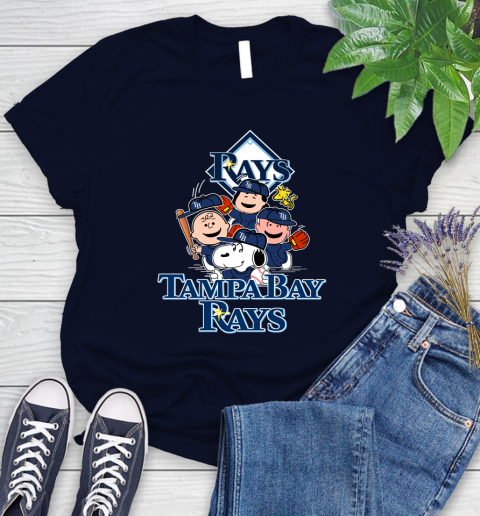 MLB Tampa Bay Rays Snoopy Charlie Brown Woodstock The Peanuts Movie Baseball T Shirt Women's T-Shirt 2