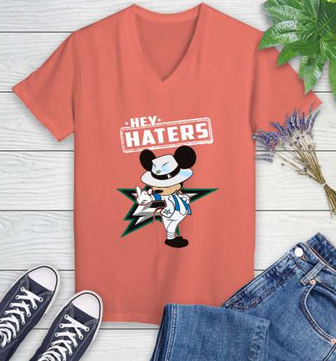 NHL Hey Haters Mickey Hockey Sports Dallas Stars Women's V-Neck T-Shirt 6
