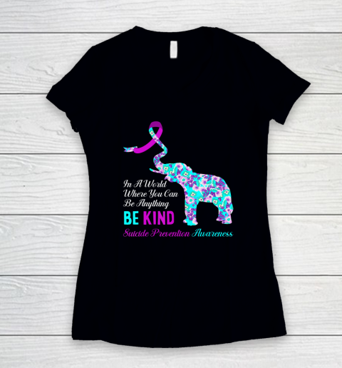 In A World Be Kind Support Suicide Prevention Awareness Women's V-Neck T-Shirt