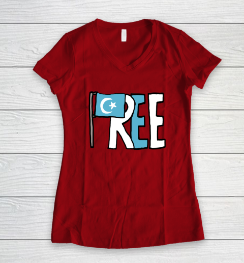 Free the Uyghurs Support Uighur Women's V-Neck T-Shirt 5