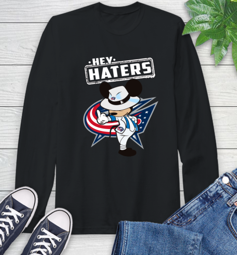 NHL Hey Haters Mickey Hockey Sports Columbus Blue Jackets Long Sleeve T-Shirt