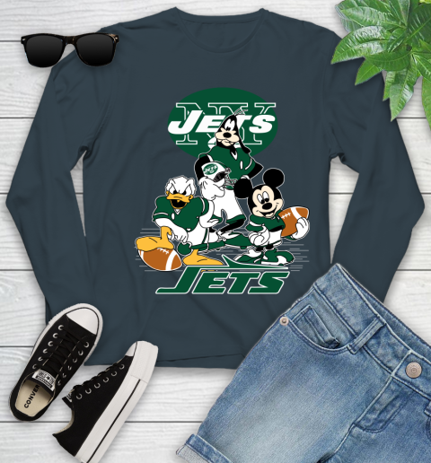 NFL New York Jets Mickey Mouse Donald Duck Goofy Football Shirt Youth Long Sleeve 9