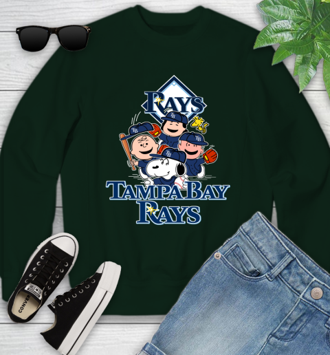 MLB Tampa Bay Rays Snoopy Charlie Brown Woodstock The Peanuts Movie Baseball T Shirt Youth Sweatshirt 9