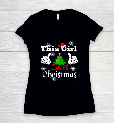 This Girl Loves Christmas T shirt Funny Christmas Women's V-Neck T-Shirt