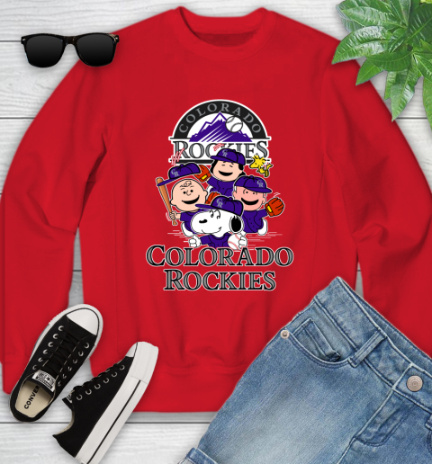 MLB Colorado Rockies Snoopy Charlie Brown Woodstock The Peanuts Movie Baseball T Shirt_000 Youth Sweatshirt 8