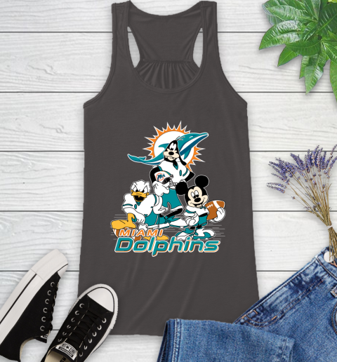 NFL Miami Dolphins Mickey Mouse Donald Duck Goofy Football Shirt Racerback Tank 11