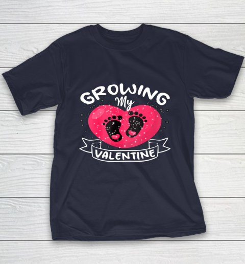 Womens Growing My Valentine literally pregnant shirt Pregnancy Wife Youth T-Shirt 2