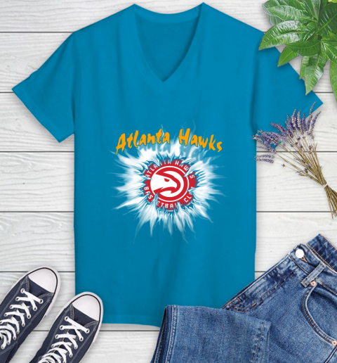 Atlanta Hawks NBA Basketball Rip Sports Women's V-Neck T-Shirt 7