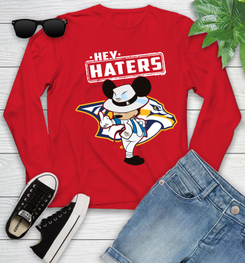 NHL Hey Haters Mickey Hockey Sports Nashville Predators Youth Long Sleeve 11