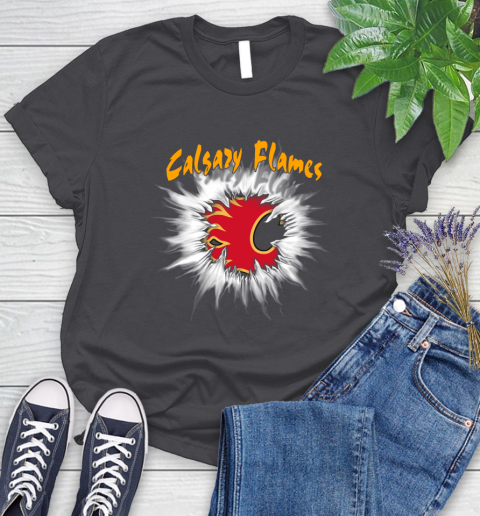 Calgary Flames NHL Hockey Adoring Fan Rip Sports Women's T-Shirt 8