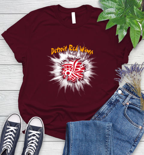Detroit Red Wings NHL Hockey Adoring Fan Rip Sports Women's T-Shirt 7
