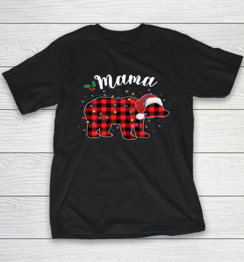 Mama Bear Buffalo Red Plaid Matching Family Christmas Pajama Youth T-Shirt