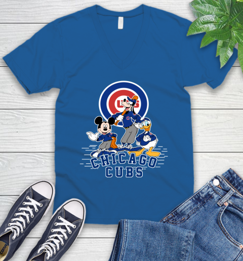 MLB Chicago Cubs Mickey Mouse Donald Duck Goofy Baseball T Shirt V-Neck T-Shirt 5