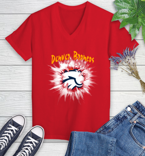 Denver Broncos NFL Football Adoring Fan Rip Sports Women's V-Neck T-Shirt 11