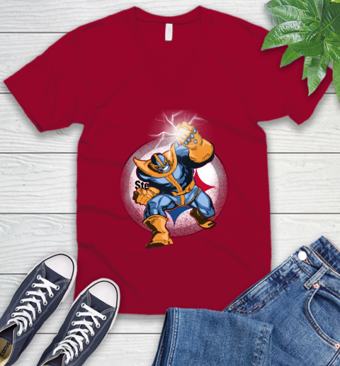 Pittsburgh Steelers NFL Football Thanos Avengers Infinity War Marvel V-Neck T-Shirt 7