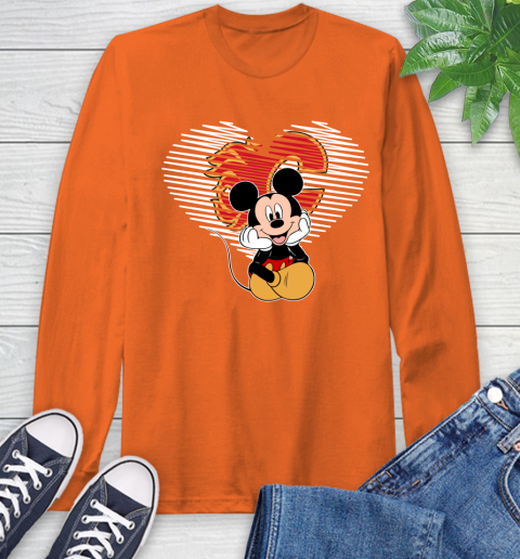 NHL Calgary Flames The Heart Mickey Mouse Disney Hockey Long Sleeve T-Shirt 4