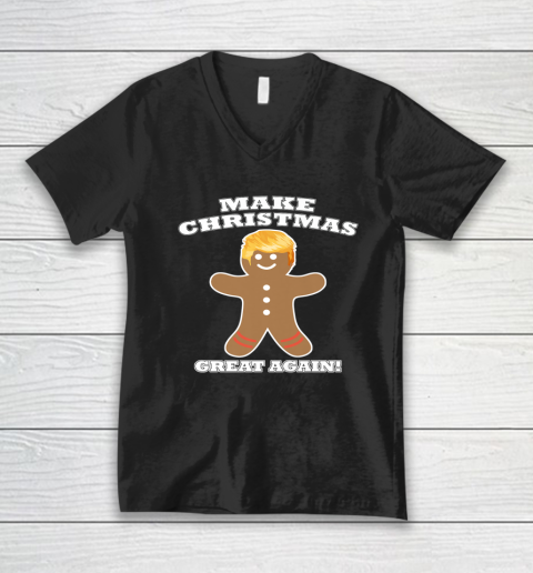 Make Christmas Great Again Gingerbread Man Trump Hair V-Neck T-Shirt