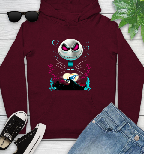 NFL Miami Dolphins Jack Skellington Sally The Nightmare Before Christmas Football Youth Hoodie 7