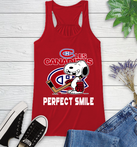 NHL Montreal Canadiens Snoopy Perfect Smile The Peanuts Movie Hockey T Shirt Racerback Tank 5