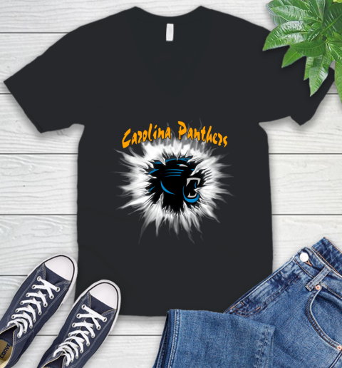 Carolina Panthers NFL Football Adoring Fan Rip Sports V-Neck T-Shirt