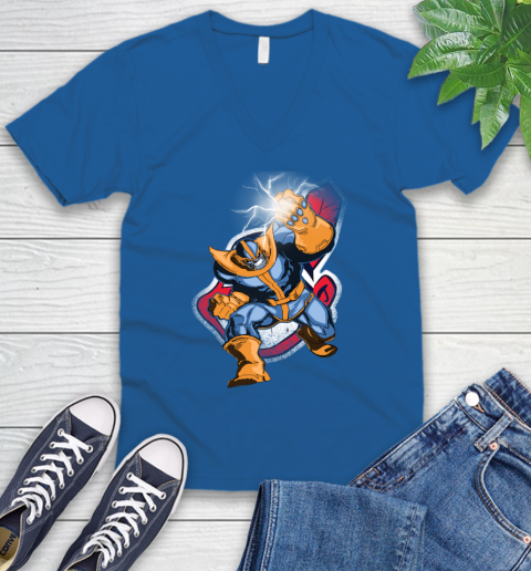 Cleveland Indians MLB Baseball Thanos Avengers Infinity War Marvel V-Neck T-Shirt 5