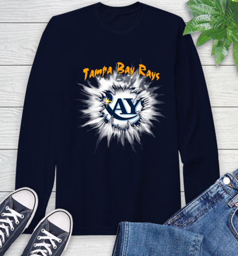 Tampa Bay Rays MLB Baseball Adoring Fan Rip Sports Long Sleeve T-Shirt 3