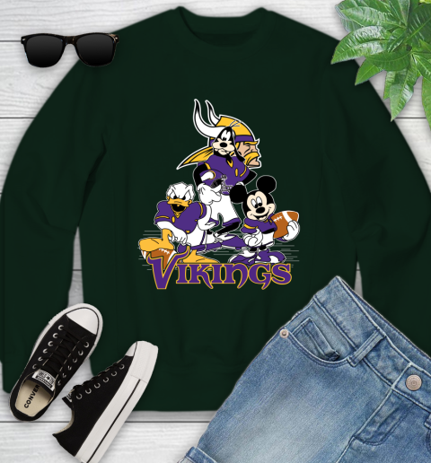 NFL Minnesota Vikings Mickey Mouse Donald Duck Goofy Football Shirt Youth Sweatshirt 9