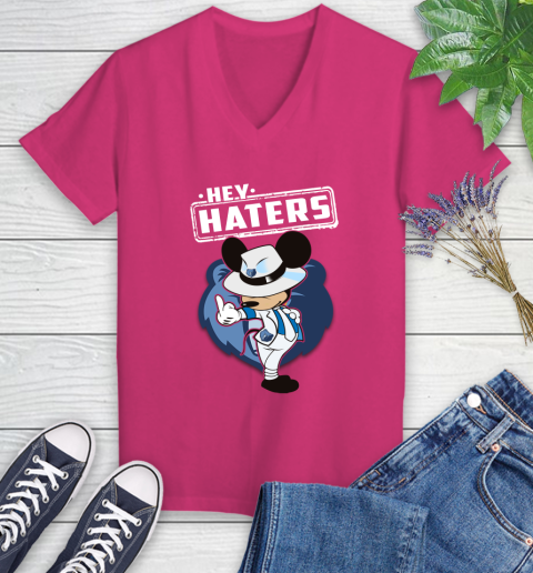 NBA Hey Haters Mickey Basketball Sports Memphis Grizzlies Women's V-Neck T-Shirt 9