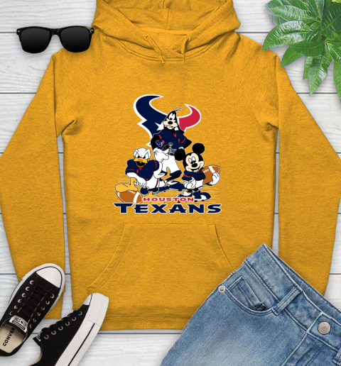 NFL Houston Texans Mickey Mouse Donald Duck Goofy Football Shirt Youth Hoodie 2