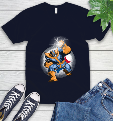 Pittsburgh Steelers NFL Football Thanos Avengers Infinity War Marvel V-Neck T-Shirt 2
